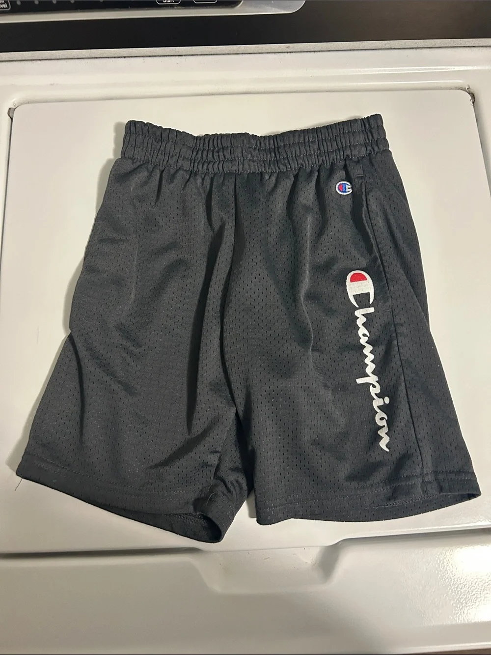 Champion Men's Black Athletic Mesh Shorts with Script Logo